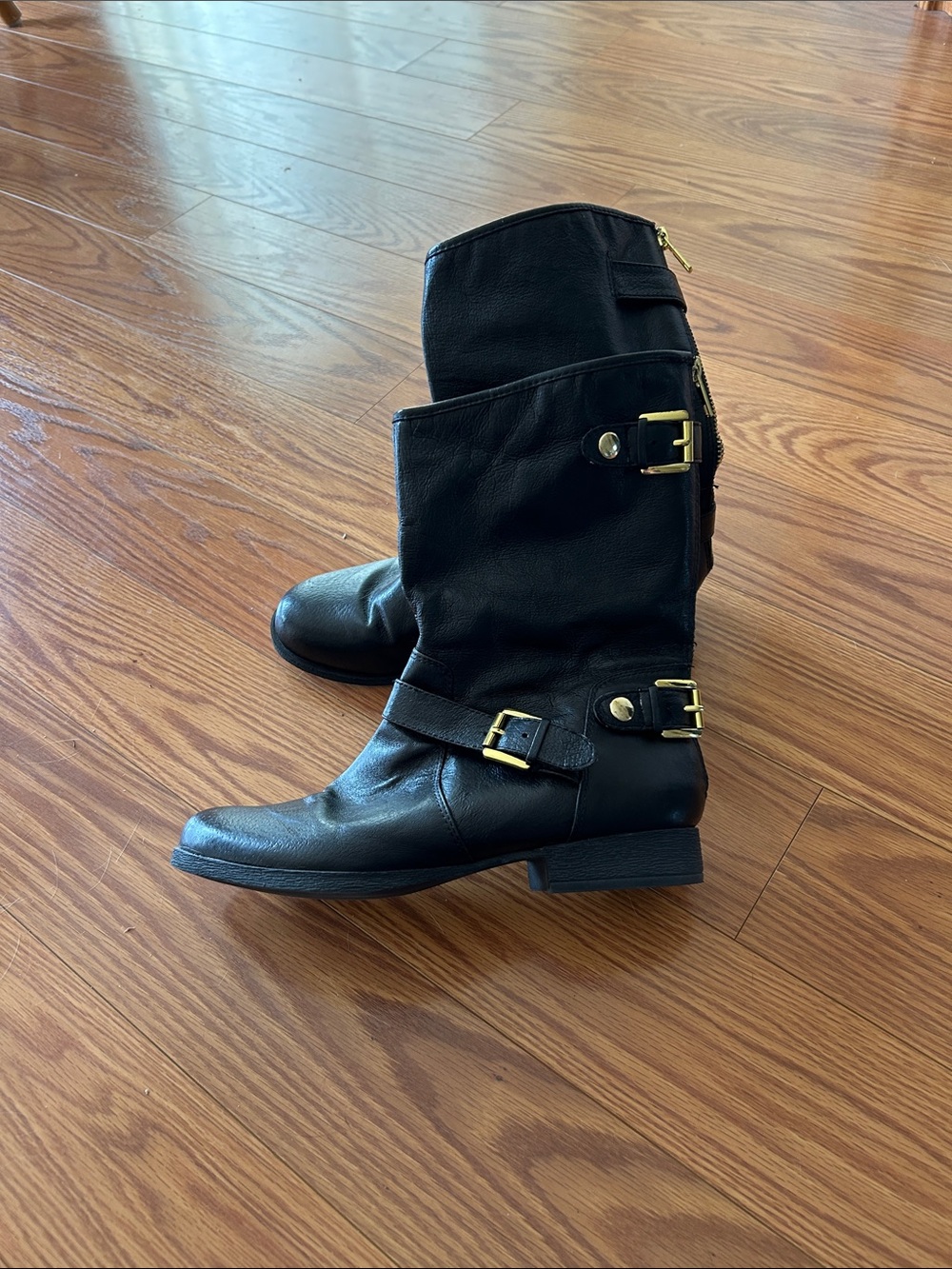 Women's Black Mid-Calf Buckle Boots